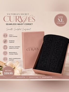 Victoria’s Secret Curves Level 2 Seamless Waist Corset Shaper Black XL NWT